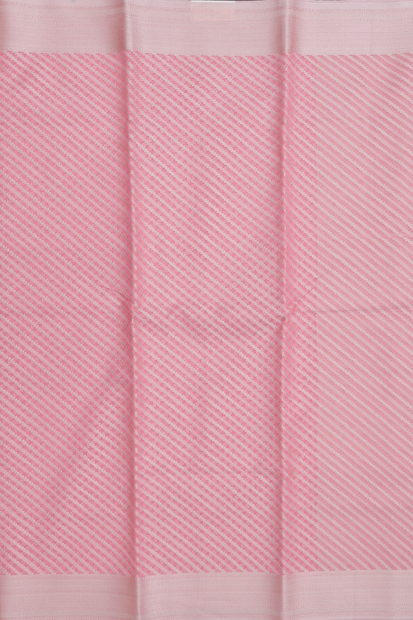 Kota Cotton Saree In Peach Pink With Diagonal Design