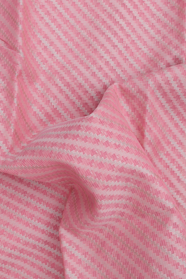 Kota Cotton Saree In Peach Pink With Diagonal Design
