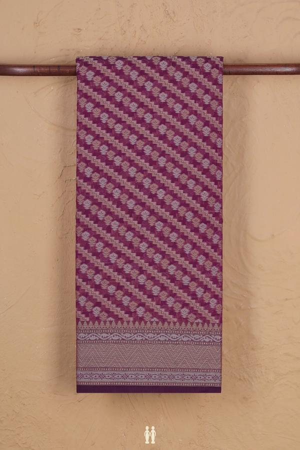 Kota Cotton Saree In Purple With Diagonal Design