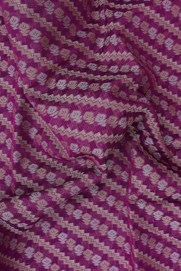 Kota Cotton Saree In Purple With Diagonal Design