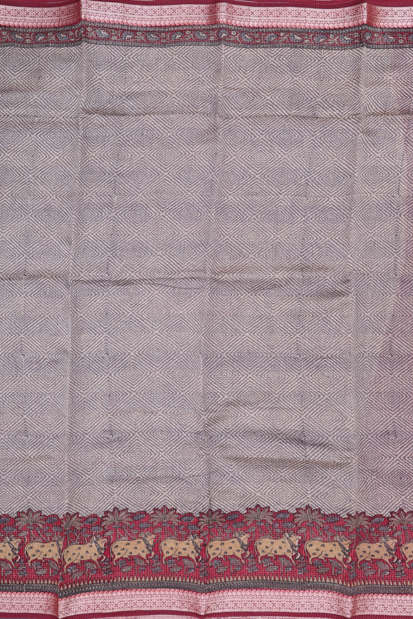 Chanderi Cotton Saree In Brown And Cream With Diamond Design