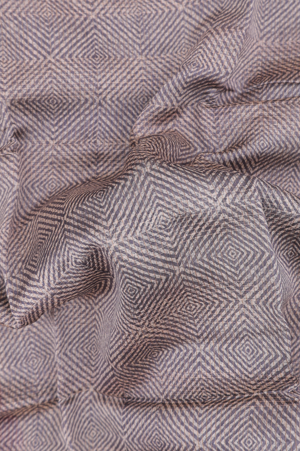 Chanderi Cotton Saree In Brown And Cream With Diamond Design