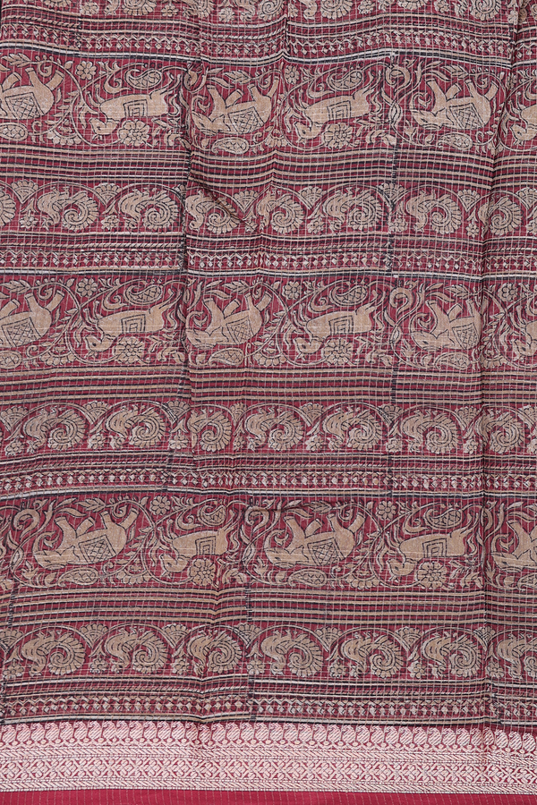 Chanderi Cotton Saree In Black With Stripes Design