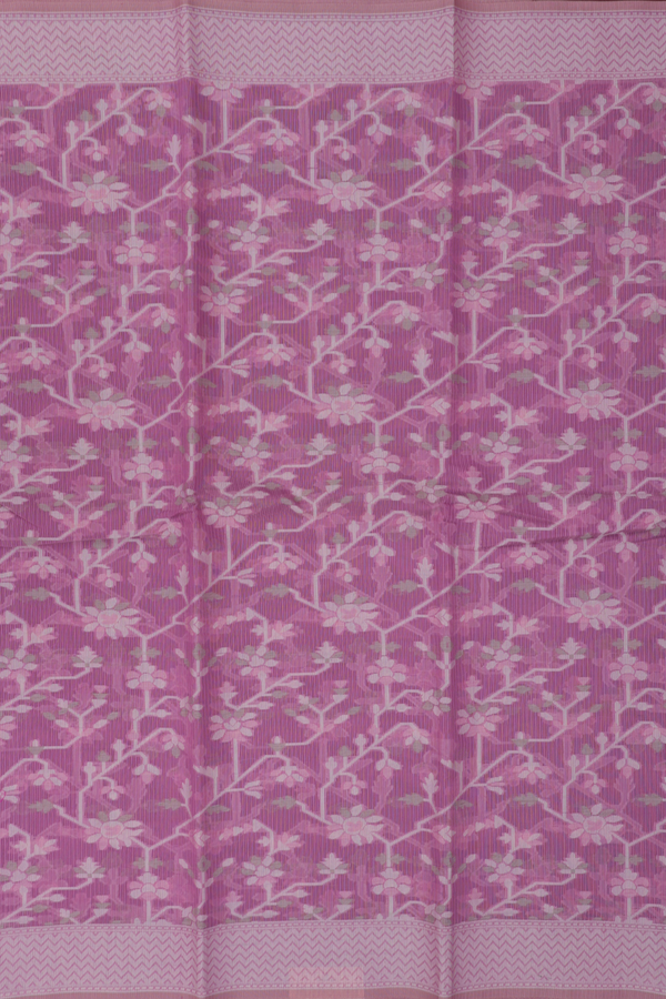 Kota Cotton Saree In Dusty Lavender With Floral Design