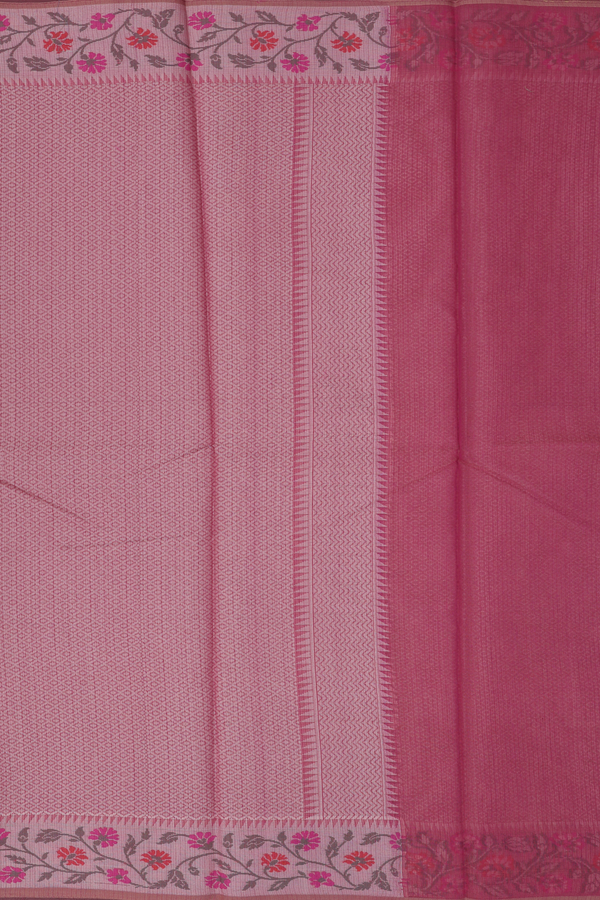 Kota Cotton Saree In Dusty Red With Diagonal Design