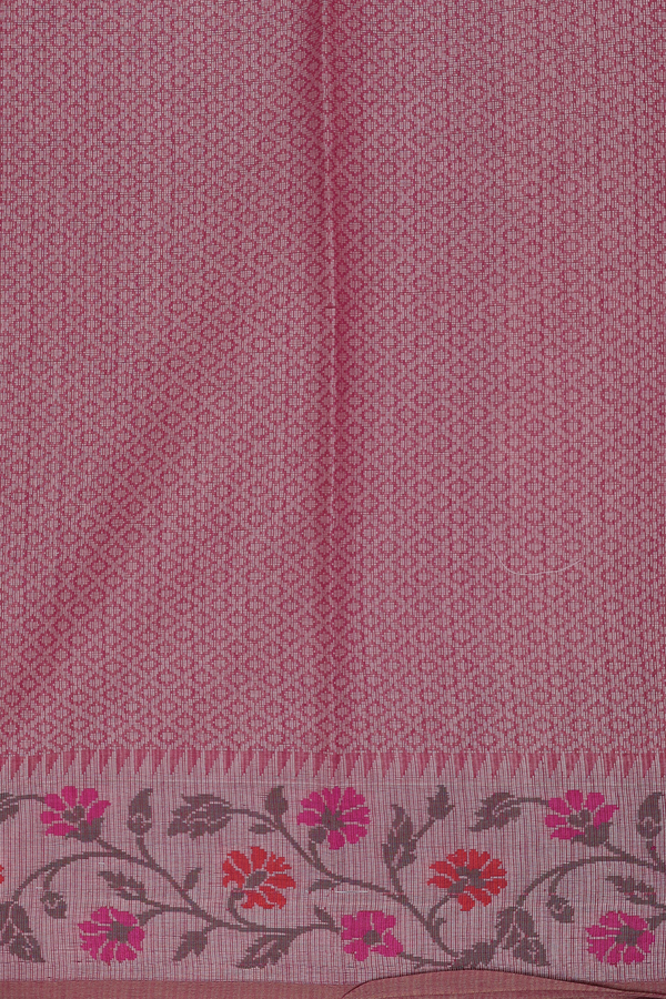 Kota Cotton Saree In Dusty Red With Diagonal Design