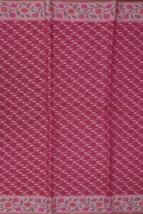 Kota Cotton Saree In Dusty Red With Diagonal Design