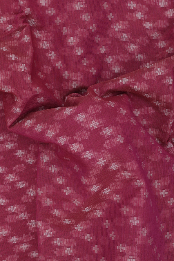 Kota Cotton Saree In Dusty Red With Diagonal Design