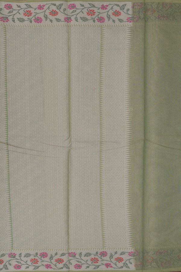 Kota Cotton Saree In Fern Green With Diagonal Design