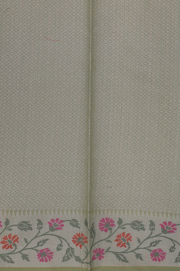 Kota Cotton Saree In Fern Green With Diagonal Design