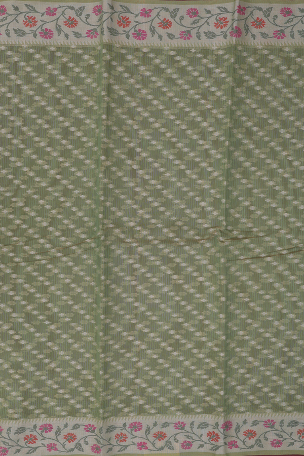 Kota Cotton Saree In Fern Green With Diagonal Design