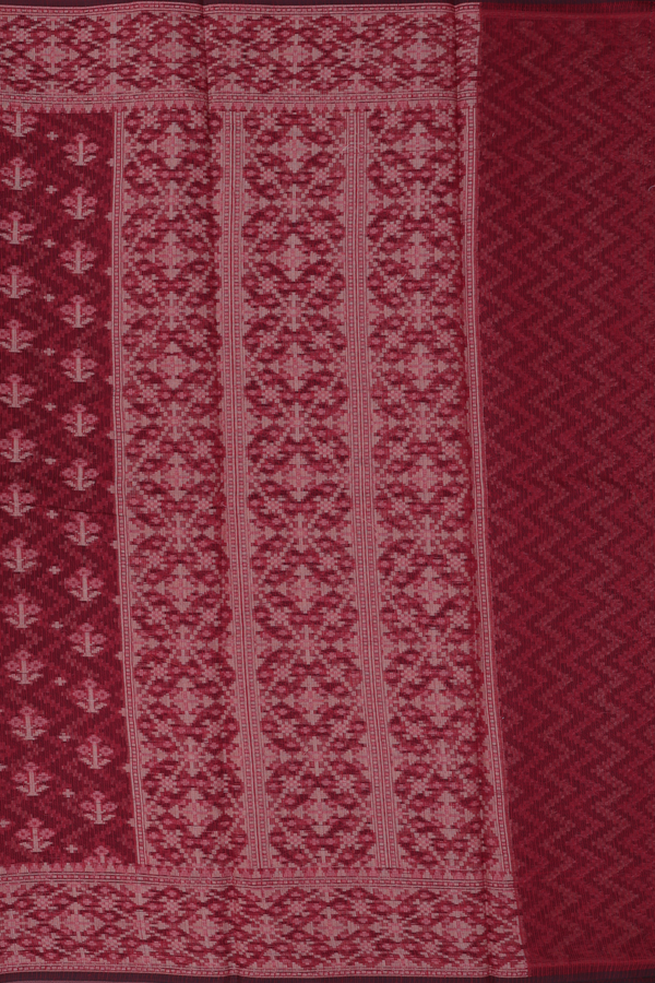 Kota Cotton Saree In Burgundy Red With Floral Buttas