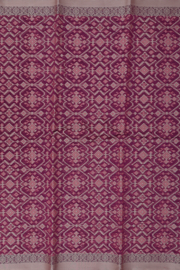 Kota Cotton Saree In Plum Purple With Ikat Design