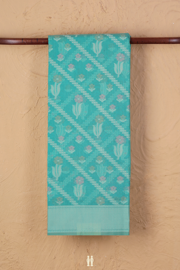 Kota Cotton Saree In Tiffany Blue With Allover Design