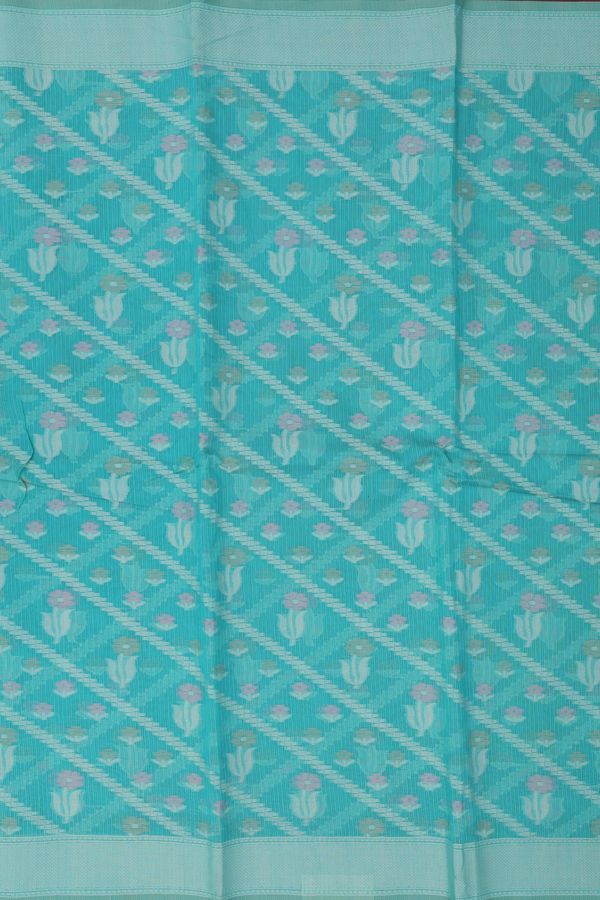 Kota Cotton Saree In Tiffany Blue With Allover Design