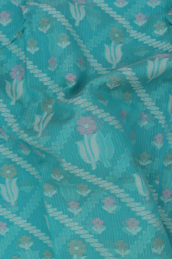 Kota Cotton Saree In Tiffany Blue With Allover Design