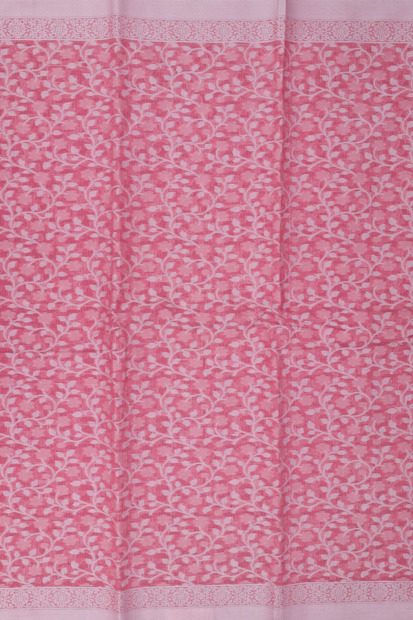 Kota Cotton Saree In Pink With Floral Design