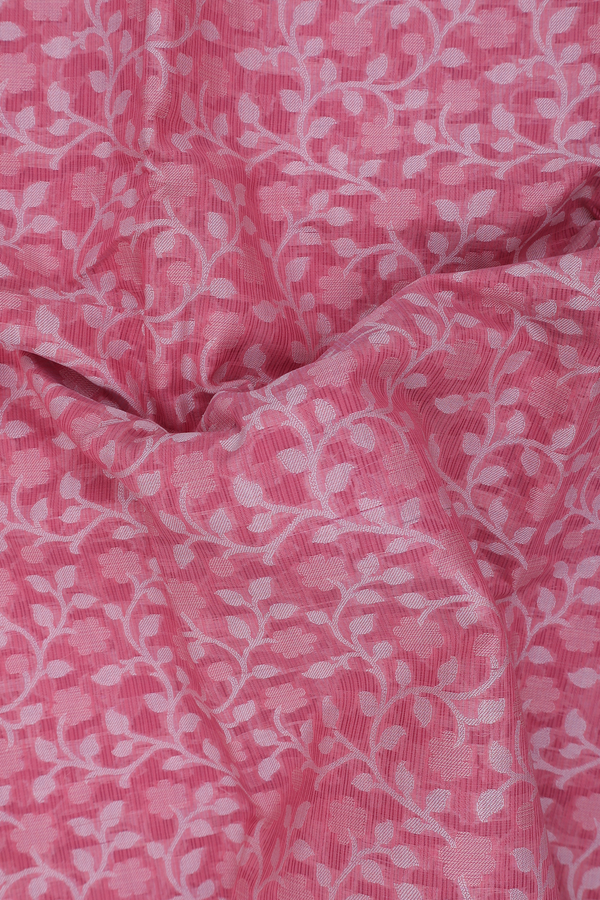 Kota Cotton Saree In Pink With Floral Design