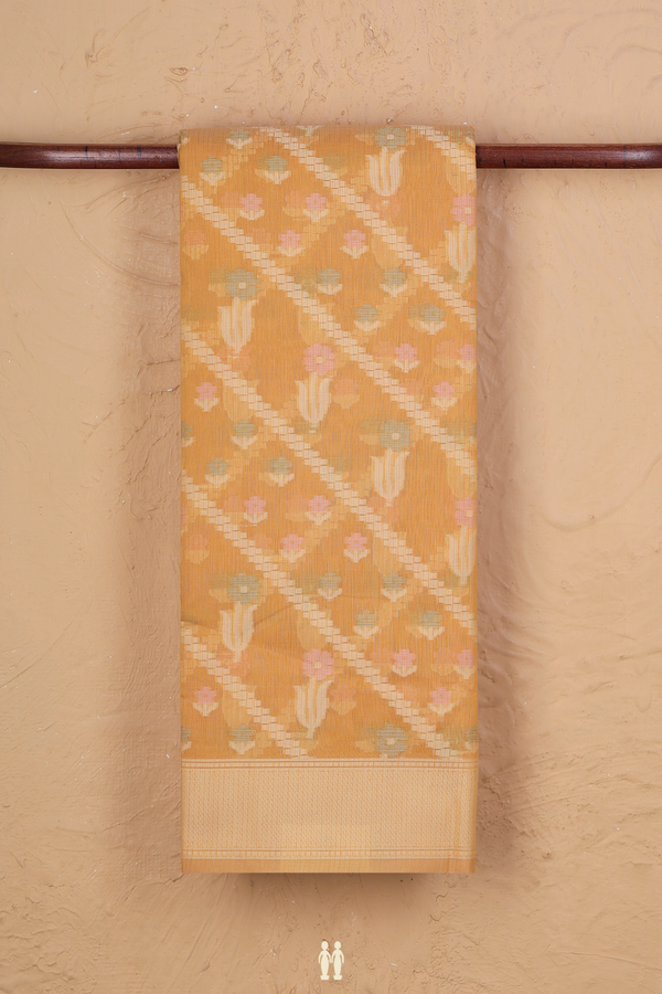Kota Cotton Saree In Yellow With Allover Design