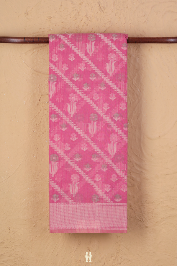 Kota Cotton Saree In Pink With Diagonal Design