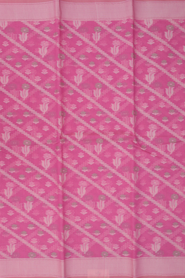 Kota Cotton Saree In Pink With Diagonal Design