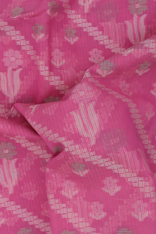 Kota Cotton Saree In Pink With Diagonal Design