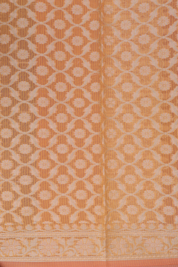 Kota Cotton Saree In Mustard Yellow With Floral Design