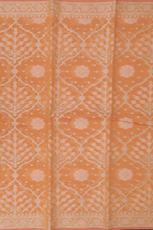 Kota Cotton Saree In Mustard Yellow With Floral Design