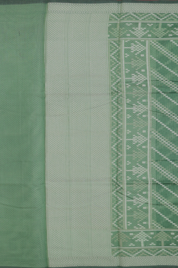 Kota Cotton Saree In Fern Green With Diagonal Design