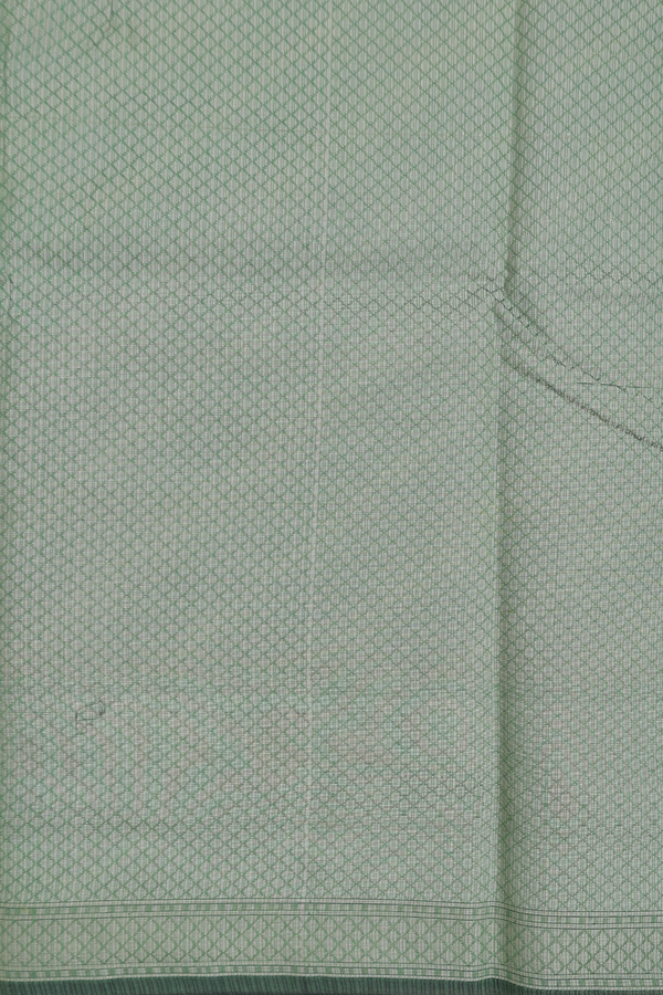 Kota Cotton Saree In Fern Green With Diagonal Design