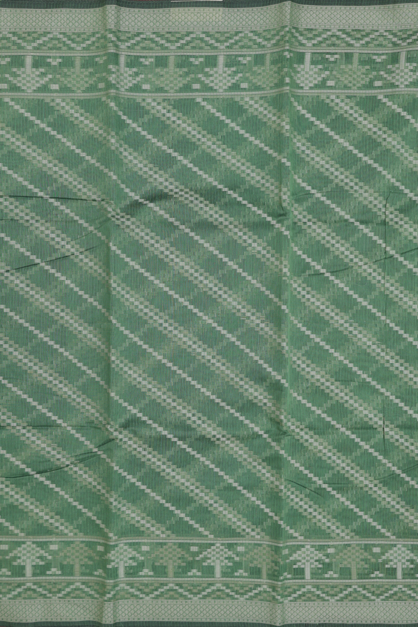 Kota Cotton Saree In Fern Green With Diagonal Design
