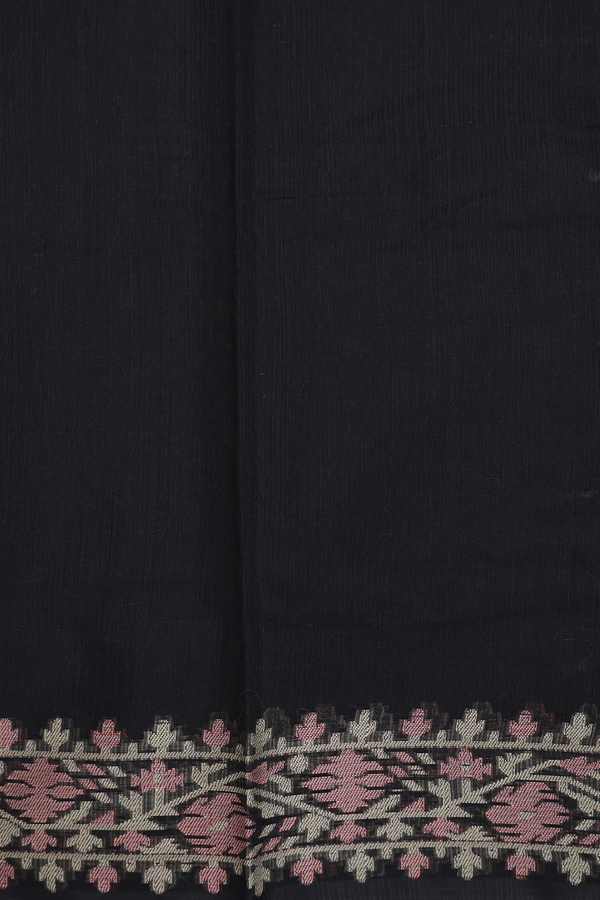 Kota Cotton Saree In Black With Threadwork Buttas