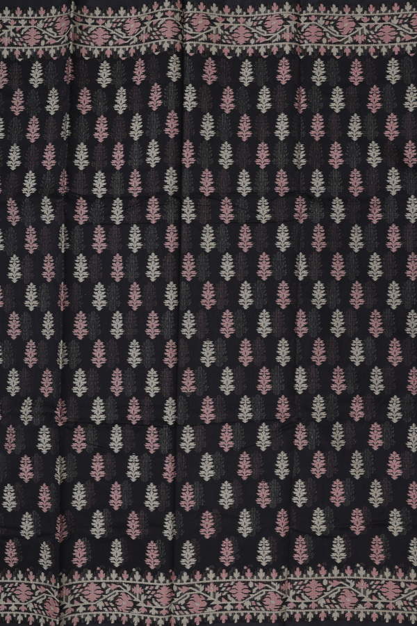 Kota Cotton Saree In Black With Threadwork Buttas