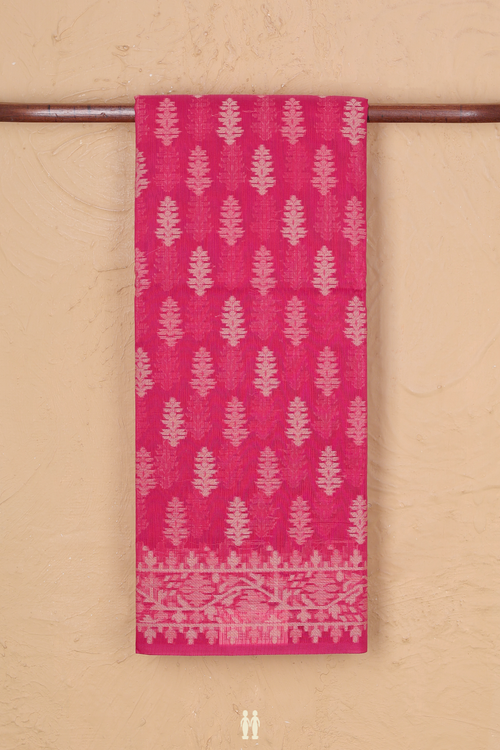 Kota Cotton Saree In Rani Pink With Threadwork Buttas