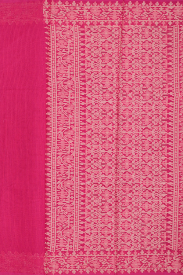 Kota Cotton Saree In Rani Pink With Threadwork Buttas