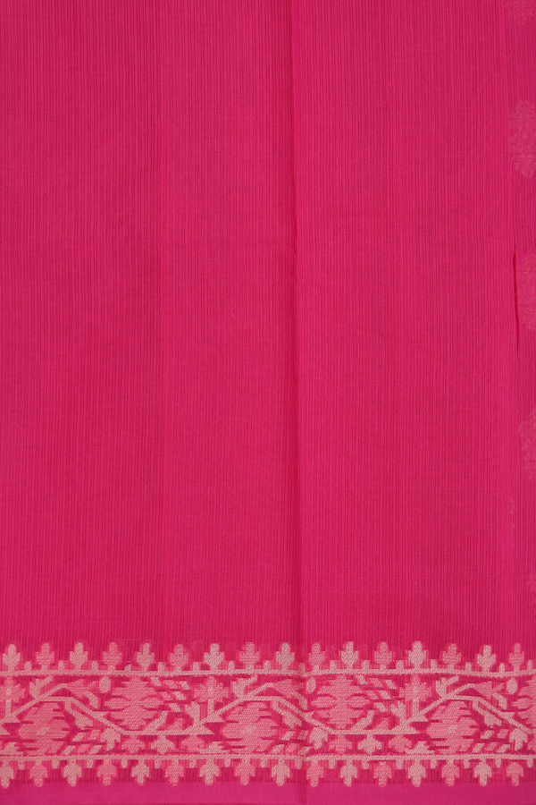 Kota Cotton Saree In Rani Pink With Threadwork Buttas