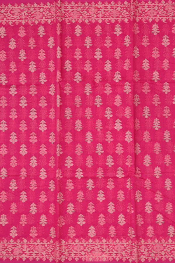 Kota Cotton Saree In Rani Pink With Threadwork Buttas