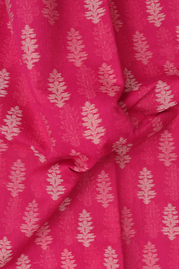 Kota Cotton Saree In Rani Pink With Threadwork Buttas