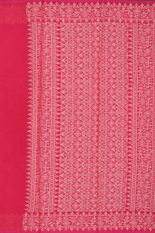 Kota Cotton Saree In Coral Red With Threadwork Buttas