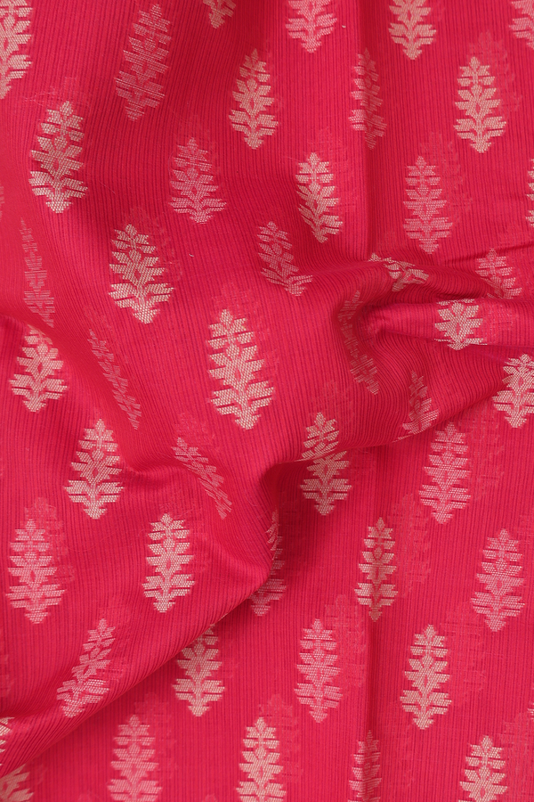 Kota Cotton Saree In Coral Red With Threadwork Buttas