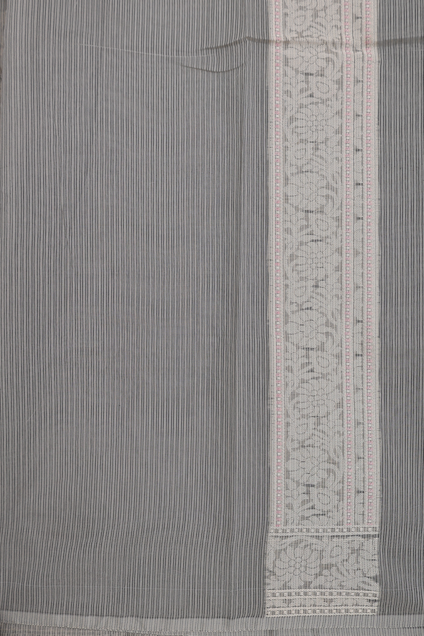 Kota Cotton Saree In Grey With Floral Design