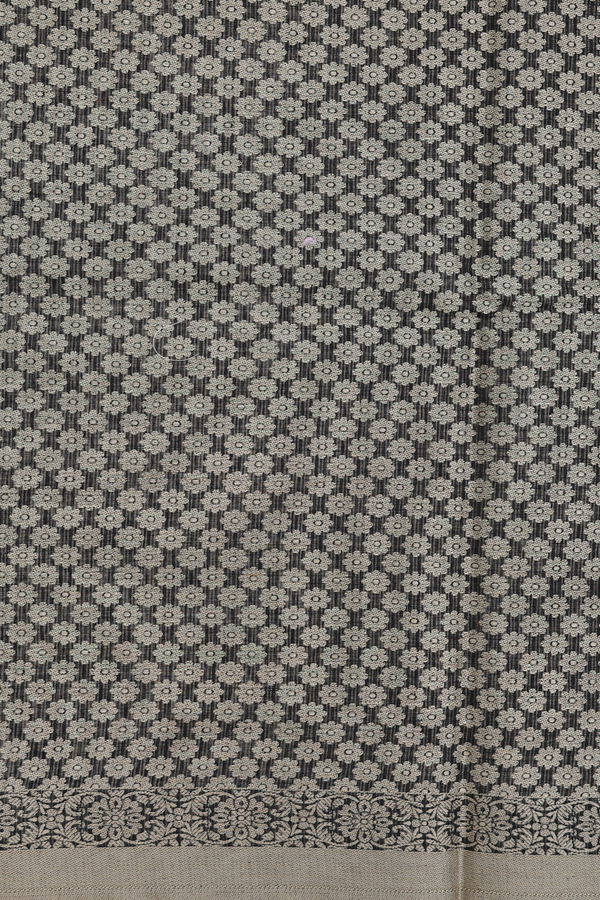 Kota Cotton Saree In Black With Floral Design