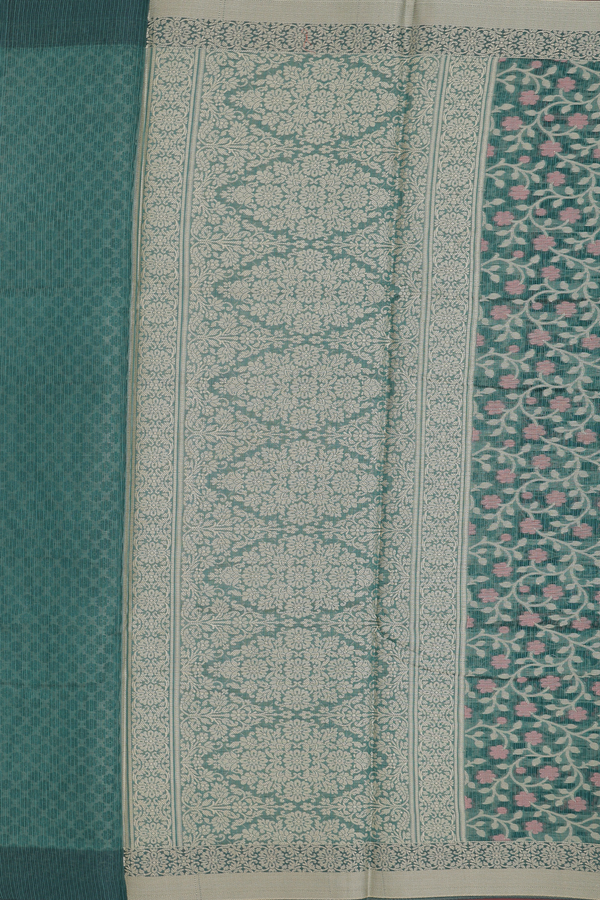Kota Cotton Saree In Green With Floral Design