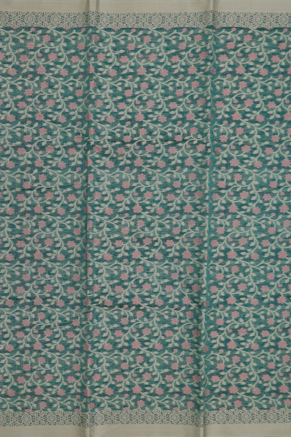 Kota Cotton Saree In Green With Floral Design