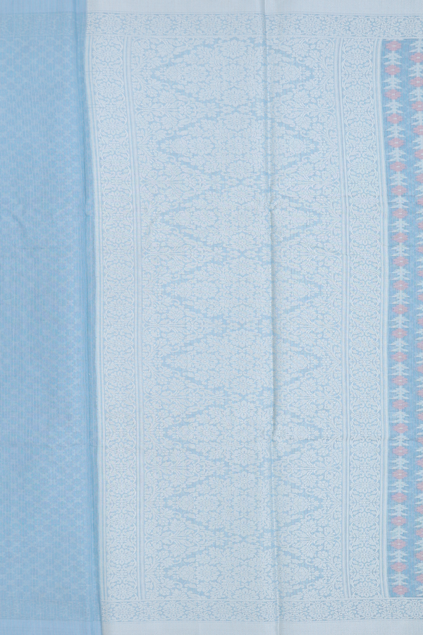 Kota Cotton Saree In Powder Blue With Floral Design