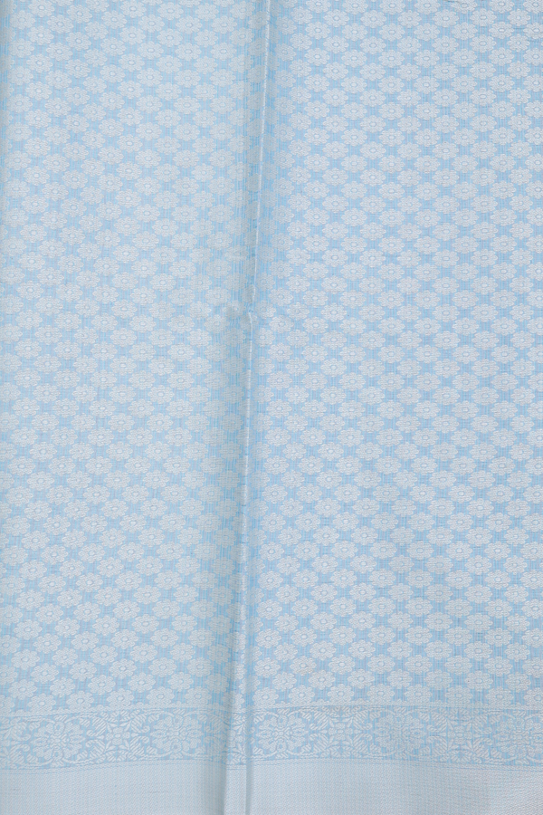 Kota Cotton Saree In Powder Blue With Floral Design