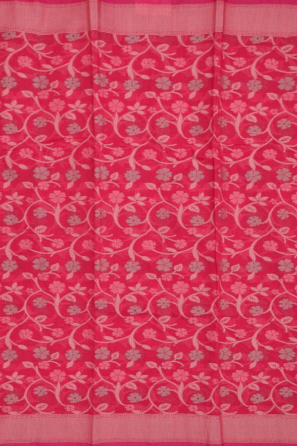 Kota Cotton Saree In Red With Floral Design