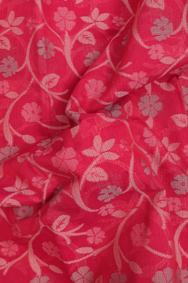 Kota Cotton Saree In Red With Floral Design