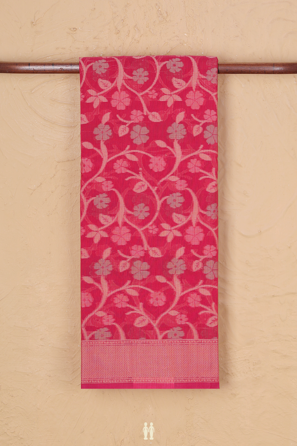 Kota Cotton Saree In Red With Floral Design