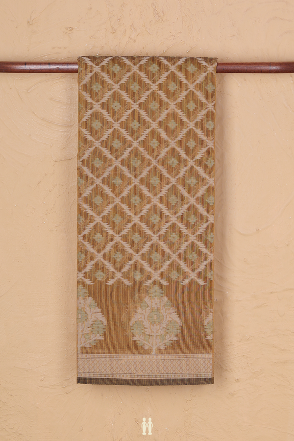 Kota Cotton Saree In Golden Brown With Diamond Design
